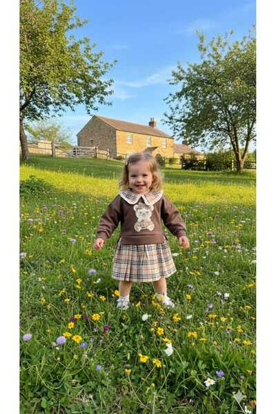 ZEYNAZ Plaid Baby Collar Girl's Dress