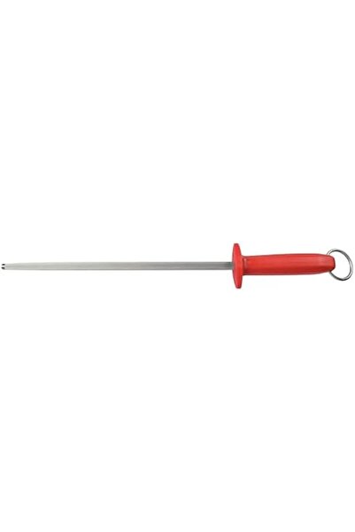 TRAMONTINA Professional 12" Grooved Sharpener with Carbon Steel Rod and Red Polypropylene Handle