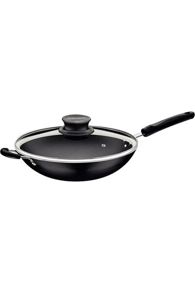 TRAMONTINA Loreto 32cm 4.4L Graphite Aluminum Wok Pan with Interior Starflon Max Nonstick Coating