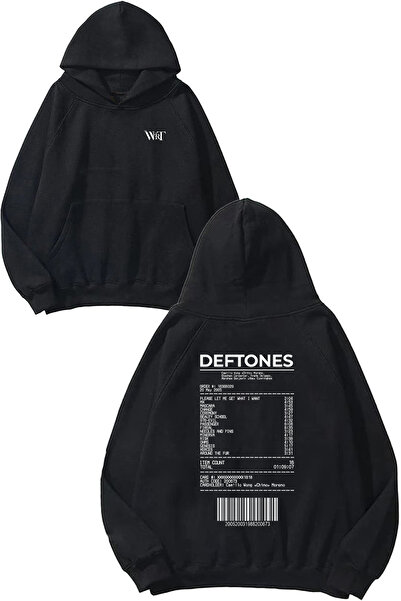 THEWERT Hanorac negru cu glugă cu imprimeu pe spate Deftones 12 Design
