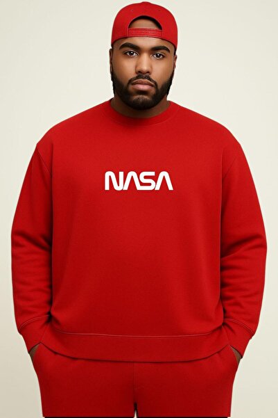 E-ROMA 3-ниткова флісова кофта з принтом NASA, великий розмір, унісекс