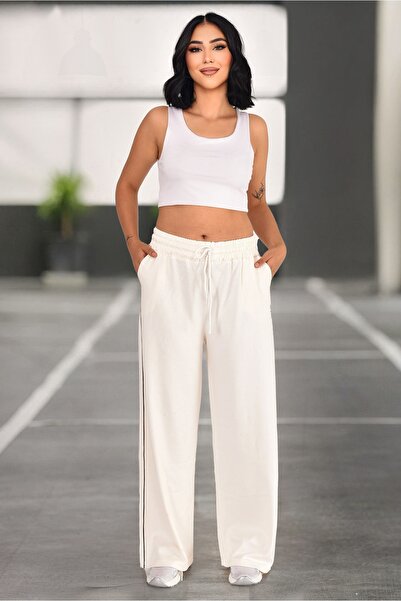 Lirviya Дамски панталони с широки крачоли и странични шевове в голям размер