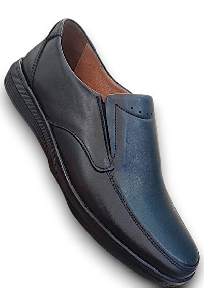 Elit 4141 Siyah Mevsimlik Hakiki Deri Rahat Ortopedik Baba Ayakkabısı