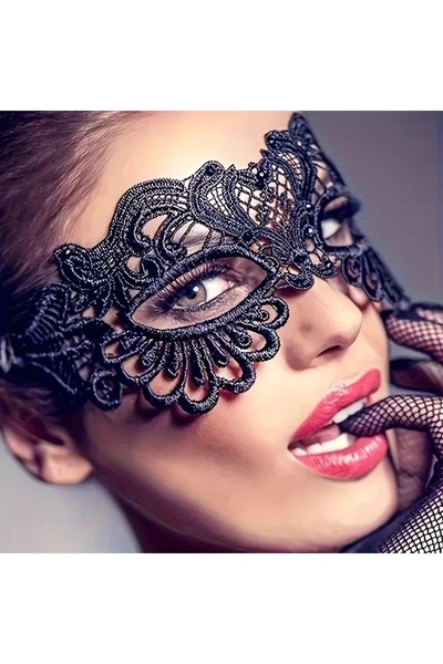 Feron accessories قناع دانتيل أسود للنساء YZ109