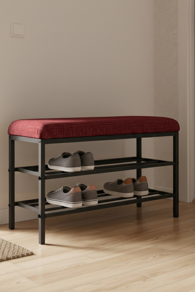 Armens Life Mobilya, Lojistik & Elektronik Ticaret Lotus Metal Modern Ayakkabılık, Bank, Yatak Ucu, Organizer, Oturak,Puf 3 Katlı 30x70 Keten Kumaş