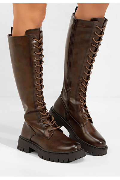 B T Shoes Bocanci inalti de dama Hetie maro