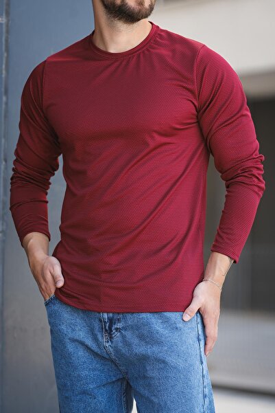 since 1990 man Manbetti Slim Fit Lycra Honeycomb Fabric Crew Neck Men's Long Sleeve T-Shirt