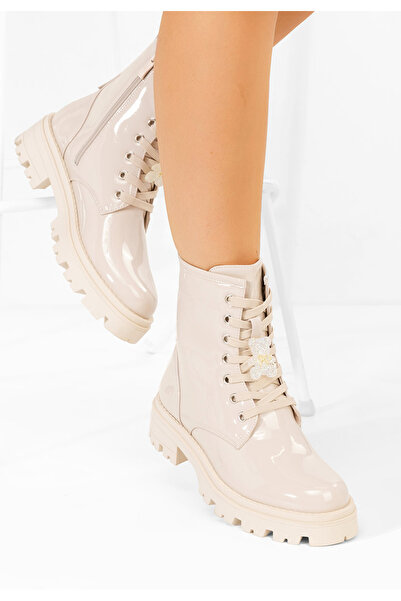 B T Shoes Bocanci lacuiti dama Maxine bej