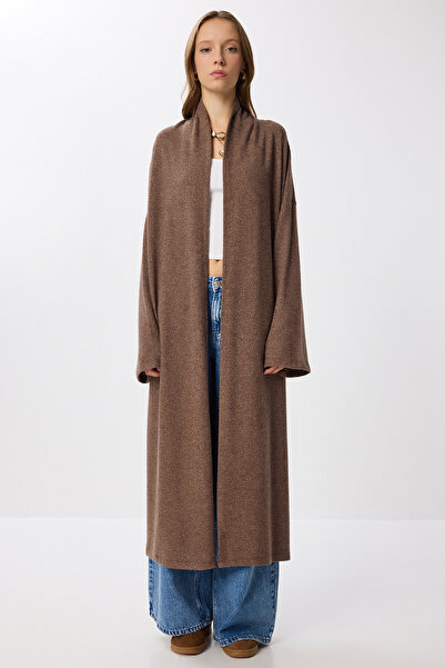 Lovelyİstanbul Long Soft Knitted Cardigan Lub0238 Brown