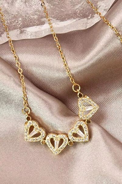 laria jewelry Mıknatıslı Taşlı Dört Yapraklı Kalpli Yonca Kolye