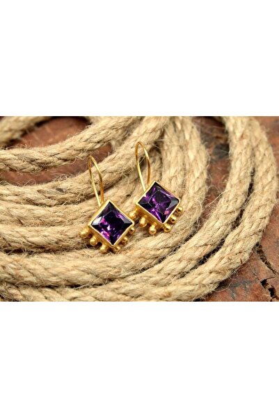 alpsilverart Otantik Tasarım Ametist Taşlı 925 Ayar Gümüş Küpe | El İşi Kadın Takı