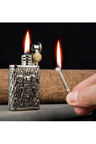 M Mazzanti Kibrit Özellikli Kabartmalı Şık Benzinli Çakmak