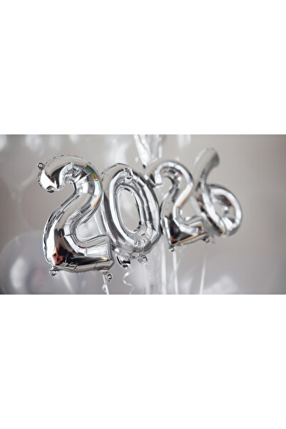 Deniz Party Store Πρωτοχρονιάτικο μπαλόνι από αλουμινόχαρτο 2026 Κάθε μέγεθος αριθμού 36 - 40 εκ. Ασημί