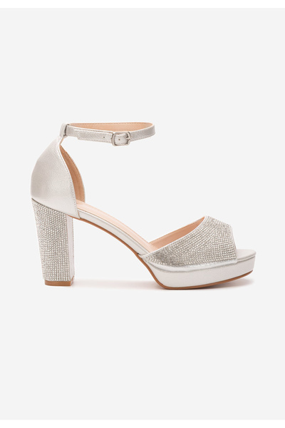 B T Shoes Stribrné elegantní dámské sandály Quyen