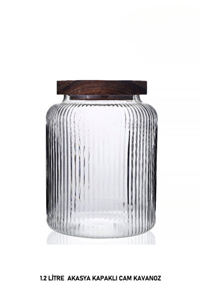 welcomein 1.2 Litre Akasya Kapaklı Cam Kavanoz – Saklama Kabı, Baharat, Kahve...