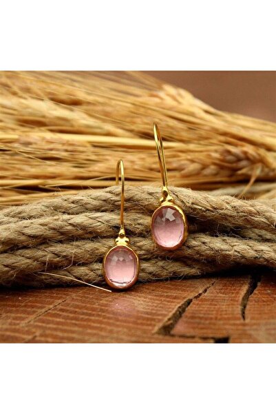 alpsilverart 925 Ayar Gümüş Pembe Topaz Taşlı Küpe | El Yapımı Otantik Kadın Takı