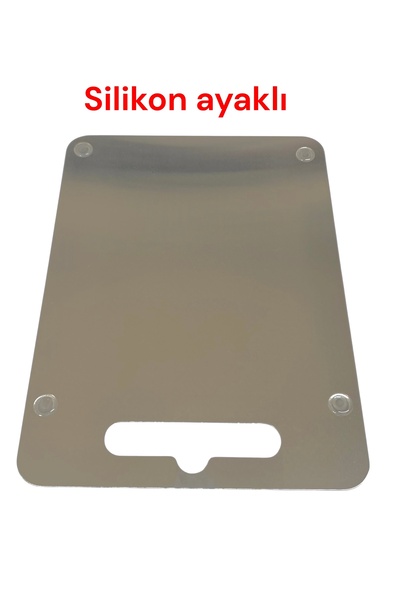 İnci Çelik Steel Bread Board Silicone Feet Non-Slip Steel Vegetable Cutting Board
