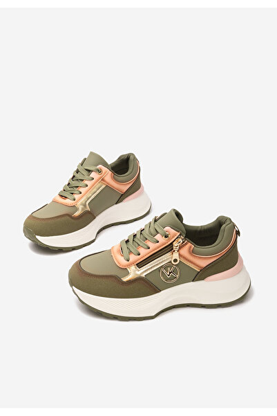 B T Shoes Zelené dámské tenisky na platformě Viktoria