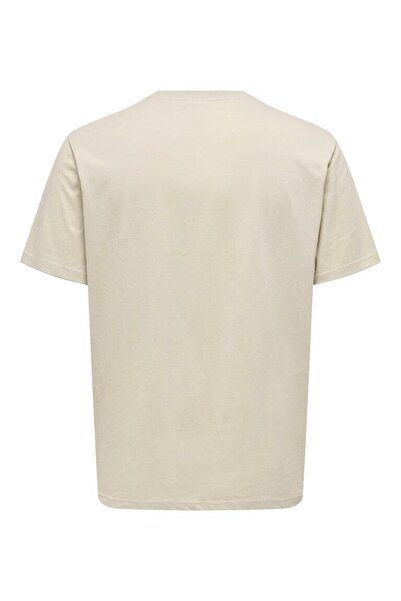 Only & Sons Ανδρικό μπλουζάκι με στρογγυλή λαιμόκοψη κανονική εφαρμογή σε μπεζ χρώμα - 22033190