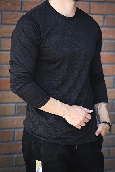 since 1990 man Manbetti Slim Fit Lycra Honeycomb Fabric Crew Neck Men's Long Sleeve T-Shirt