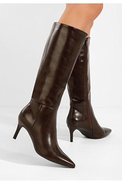 B T Shoes Μπότες με λεπτό τακούνι Zina καφε