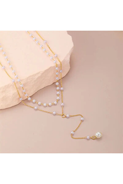 lor Colier Multistrat Auriu cu Margele Perle