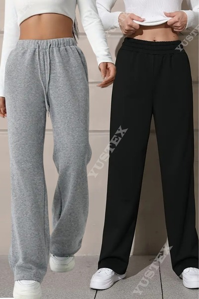 BERYY MODA Winter 2-Pack Black-Grey Baggy Trackpants Oversized Size Sportswea...