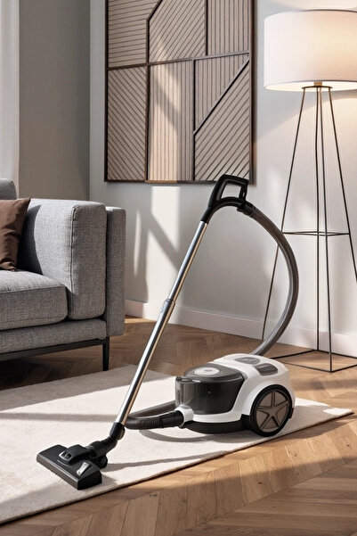 woodhub Yatay Süpürge 1252H Siyah Beyaz, Güçlü ve Hafif Temizlik Aracı