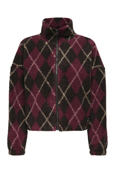 ONLY Γυναικείο Μαύρο Onleline Life L/s Zip Teddy Swt Πλέγμα 15333914-Blackcoff