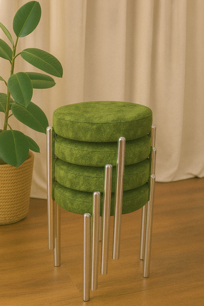 BERAWOND BERA METAL SİLİNEBİLİR KUMAŞ TABURE (4 ADET-MONTAJLI GÖNDERİM)