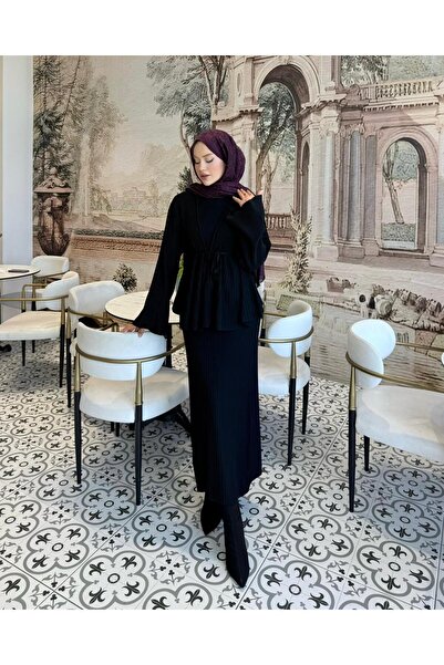 Adalenna Moda Tasarım Pileli İnce Merserize Elbise