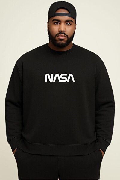 E-ROMA 3-ниткова флісова кофта з принтом NASA, великий розмір, унісекс