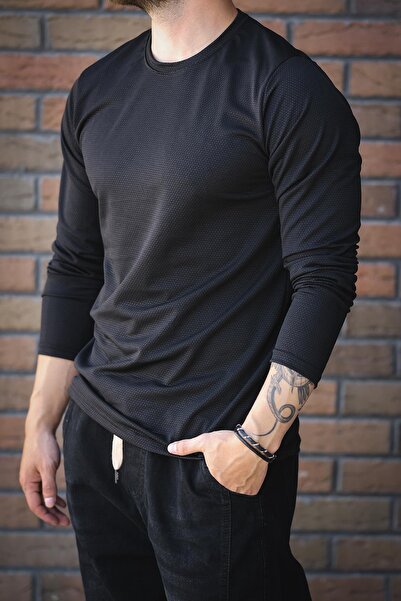 since 1990 man Manbetti Slim Fit Lycra Honeycomb Fabric Crew Neck Men's Long Sleeve T-Shirt