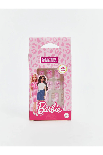 LC Waikiki LCW ACCESSORIES Barbie Baskılı Kız Çocuk 24 Parça Takma Tırnak Seti