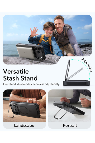 ESR Apple iPhone 17 Pro Max Cyber Tough Magsafe Stantlı Kılıf - Kamera Kontrol Buton - Siyah