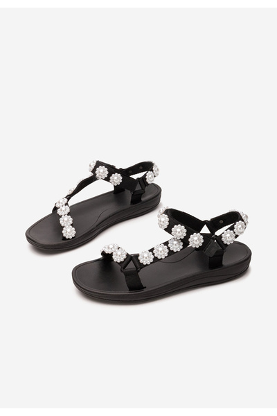 B T Shoes Černé sandály bez podpatku Nursia