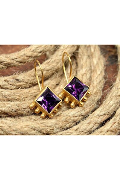 alpsilverart Otantik Tasarım Ametist Taşlı 925 Ayar Gümüş Küpe | El İşi Kadın Takı