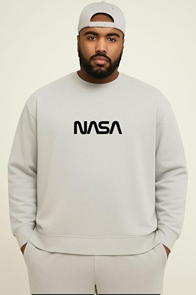 E-ROMA 3-ниткова флісова кофта з принтом NASA, великий розмір, унісекс
