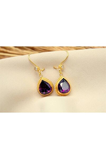alpsilverart 925 Ayar Gümüş Damla Ametist Taşlı Küpe | El Yapımı Otantik Kadın Takı