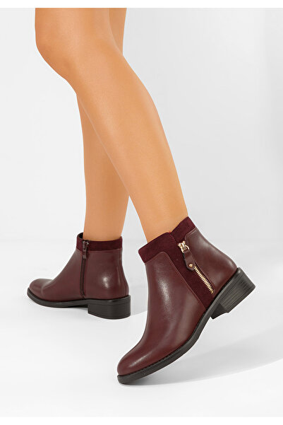 B T Shoes Bordové dámské kotníková obuv Lanaki