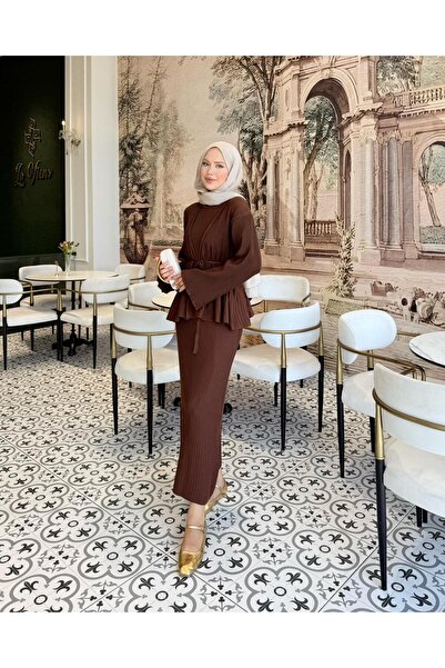 Adalenna Moda Tasarım Pileli İnce Merserize Elbise