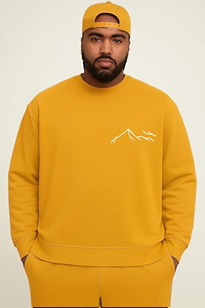 E-ROMA SWEATSHIRT UNISEX MĂRIME MARE CU IMPRIMARE MUNTE