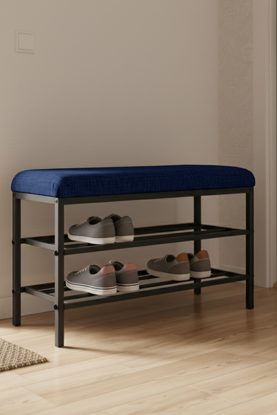 Armens Life Mobilya, Lojistik & Elektronik Ticaret Lotus Metal Modern Ayakkabılık, Bank, Yatak Ucu, Organizer, Oturak,Puf 3 Katlı 30x70 Keten Kumaş