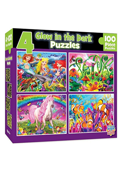 Masterpieces Puzzles Collection - Hidden Image Glow Purple 4-Pack 100 Piece Jigsaw Puzzles