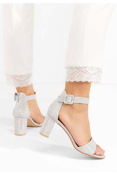 B T Shoes Silver Towanda chunky heel sandals