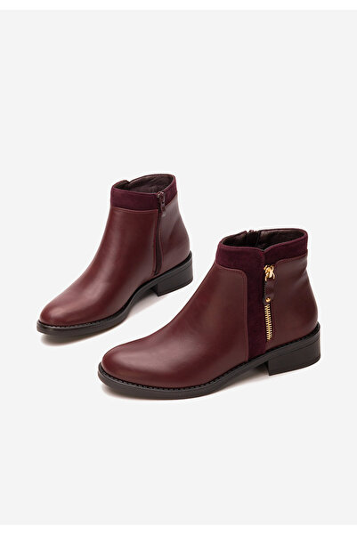 B T Shoes Bordové dámské kotníková obuv Lanaki