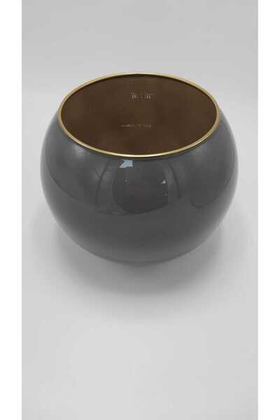 Ebruli hediyelik Χειροποίητο Κομψό Διακοσμητικό Βάζο Γκρι Χρώμα 15x18cm