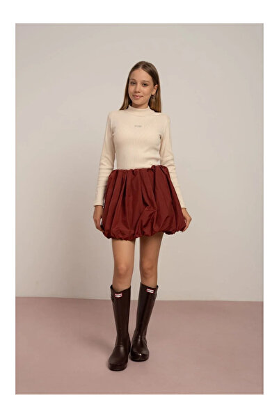 QUEEN KİDS قميص داخلي للفتيات من كوين كيدز 7825 بياقة عالية بلون إكرو