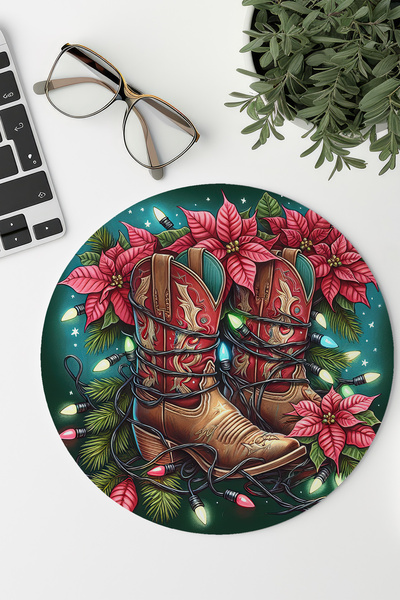 giftkonsept Christmas Themed Floral Printed Round Gaming Mousepad