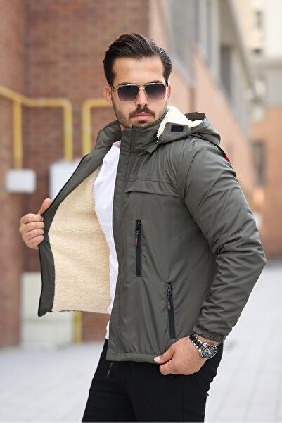 FASİON Men's Winter Fur-Lined Coat